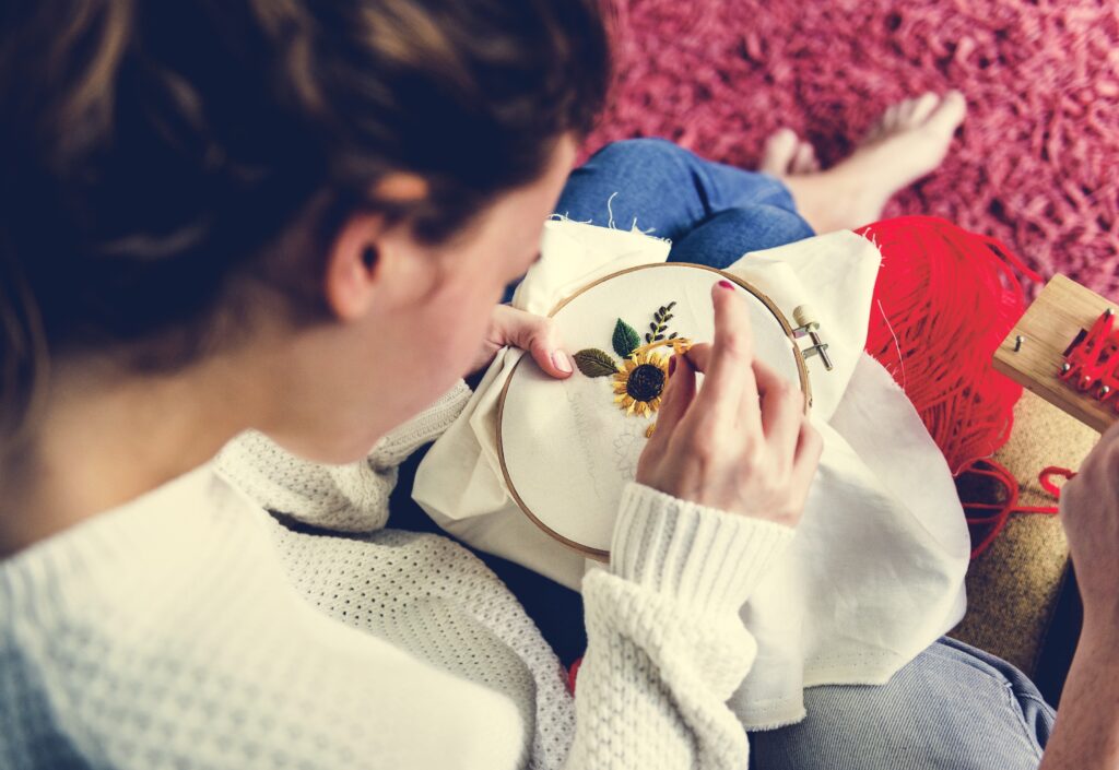 Young Girl Doing Some Needlework